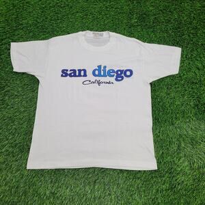 Vintage 80s San-Diego California Shirt Womens Large 20x25 White